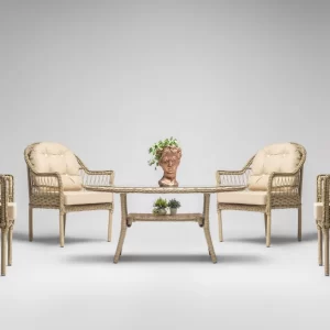 Zen Çay Seti Bahçe ve Balkon Mobilyası Takımı (1+1+1+1+Oval Masa)-2