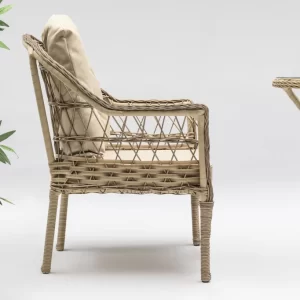 Zen Masalı Çay Seti Bahçe ve Balkon Mobilyası Takımı (1+1+1+1+ Çap 110 Masa) KREM-2